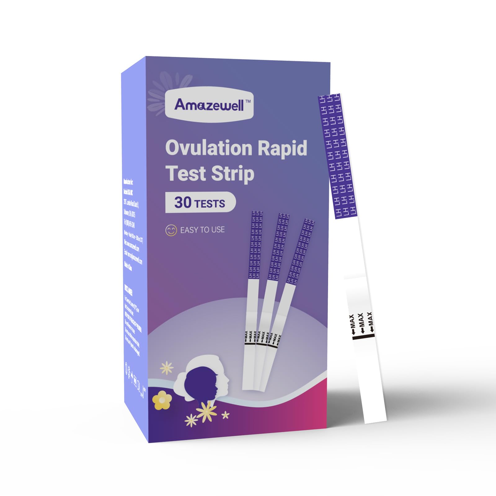 Amazewell Ovulation Test,30 Count Ovulation Test Strips for Home Detection, Over 99% Accuracy, Individually Wrapped, 5mm Width LH Test Kit, Fertility Value Pack