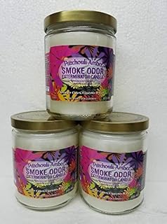 Smoke Odor Exterminator 13 oz Jar Candles Patchouli Amber, (3)