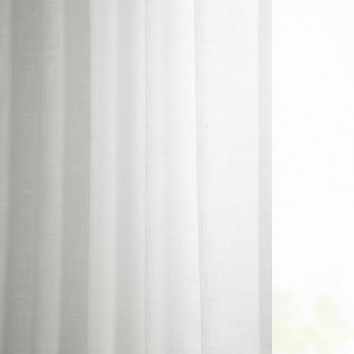 Miniatura 8 de HPD Half Price Drapes Cortinas clásicas de lino sintético semitransparentes para sala de estar (1 panel), filtrante de luz, 96 pulgadas de largo,