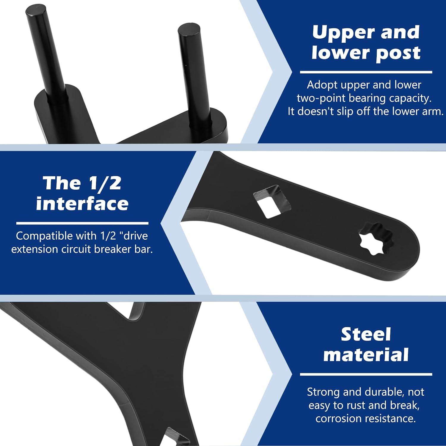 Lower Control Arm Prying Tool,Suspension Specialty Arm Lever Bushing with Two Pry Bar Wrench Adaptor Head & 1/2" Drive Extension Breaker Bar,Ball Joint Removal Tool for FWD,Import&Domestic Vehicle