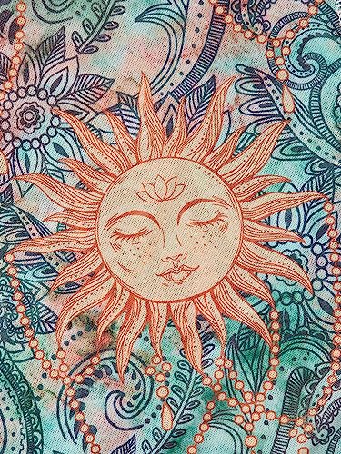 Wdirara Women's Sun Graphic Print Sheer Mesh Round Neck Slim Fit Crop Tank Top Multicolored M #TOP4