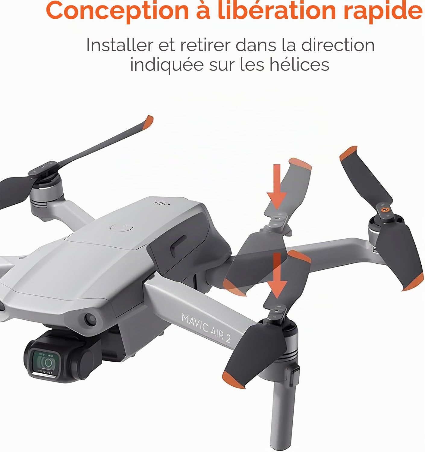Hélices pour DJI Mavic Air 2/Air 2s - Lames de rechange à faible bruit - Accessoires pour drone DJI Mavic Air 2/Air 2s - 8 embouts Orange