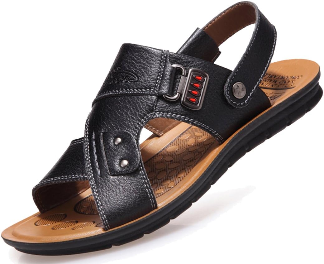 Seaoeey Summer Beach Sandals Men's Leather Sandals Male Breathable Slippers