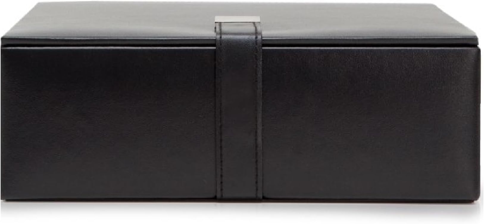 WOLF Heritage Large Valet Case, Black - 13 Compartments + One Watch Roll - Faux Leather Exterior + Ultra-Suede Lining