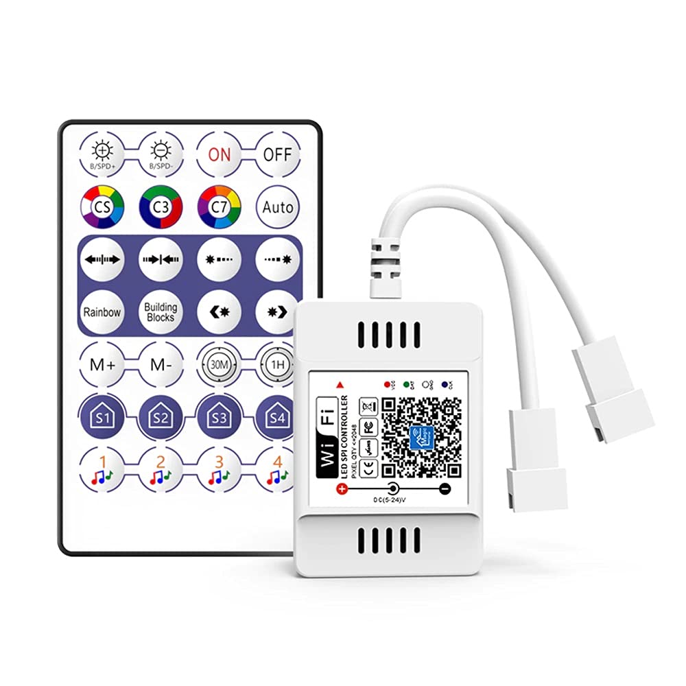 Protium DC5-24V WiFi SPI RF Music Dual Channel (2048 Pixels) Controller Compatible With Alexa and Google Assistant [*Not work with normal RGB light strips], Supports only addressable LED strips-picture-10