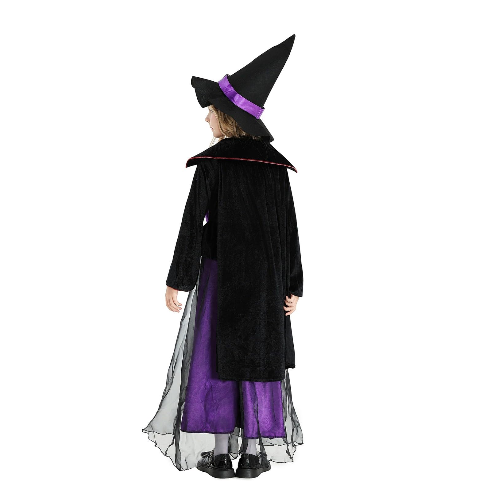 Hexen Kostüm Kinder Halloweenkostüme Kinder Jungen Halloween Mädchen Kleid Set Mit Hut Besen Rock Und Umhang Violett Prinzessin Kleid Kostüm Mädchen Hexenhut Besen Und Bonbontüte