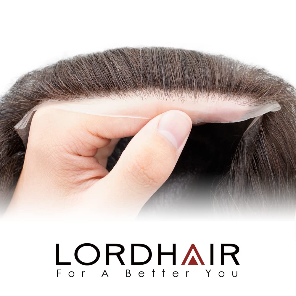 Lordhair Human Hair S1-V 0.06mm Super Thin Skin V-looped Stock Mens Hair Pieces Dark Brown Color 2, #2 - Image 4