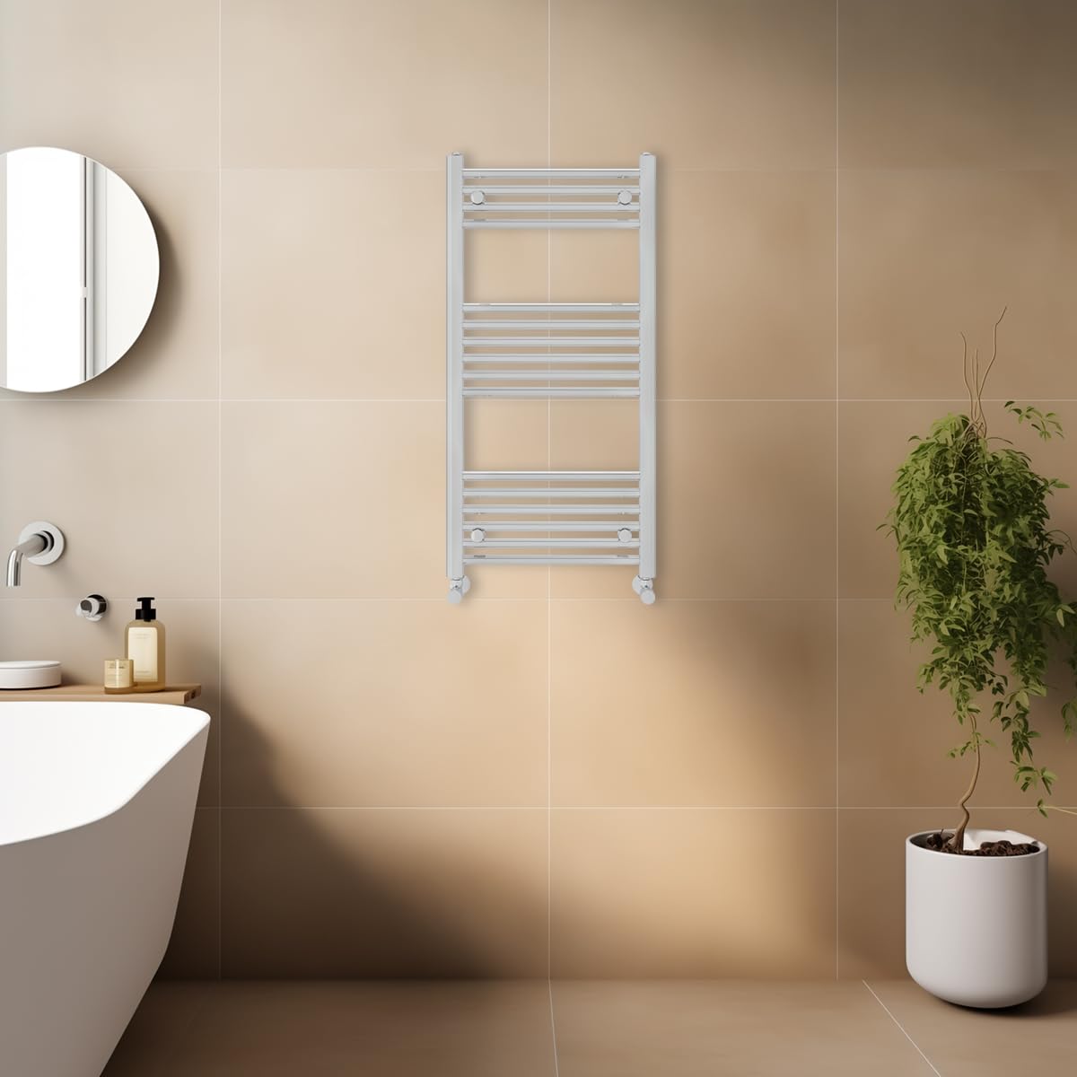 Warmehaus Chrome Contemporary Straight Bathroom Ladder Radiator Heated Towel Rail Towel Warmer Central Heating 1000 X 500Mm