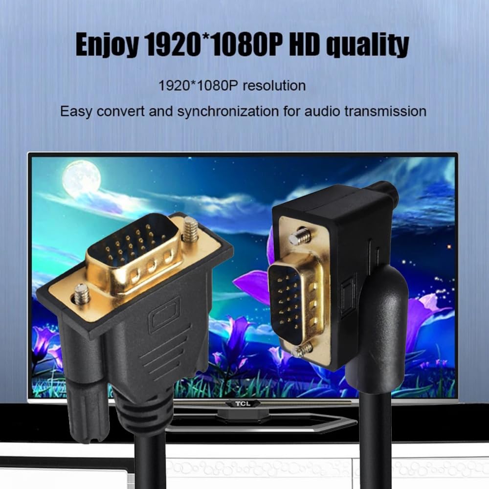 CY Cable 90 grados ángulo izquierdo VGA RGB macho a recto macho extensión 3COAX+6C para monitor proyector computadora