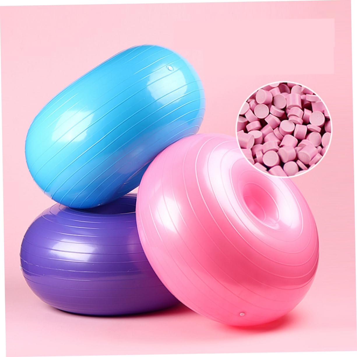 Abaodam Donut Förmiger Yoga Hilfsball Explosionssicherer Fitnessball für Zuhause mit Luftpumpe Hellblau für Balance Stretching und Effektives Training