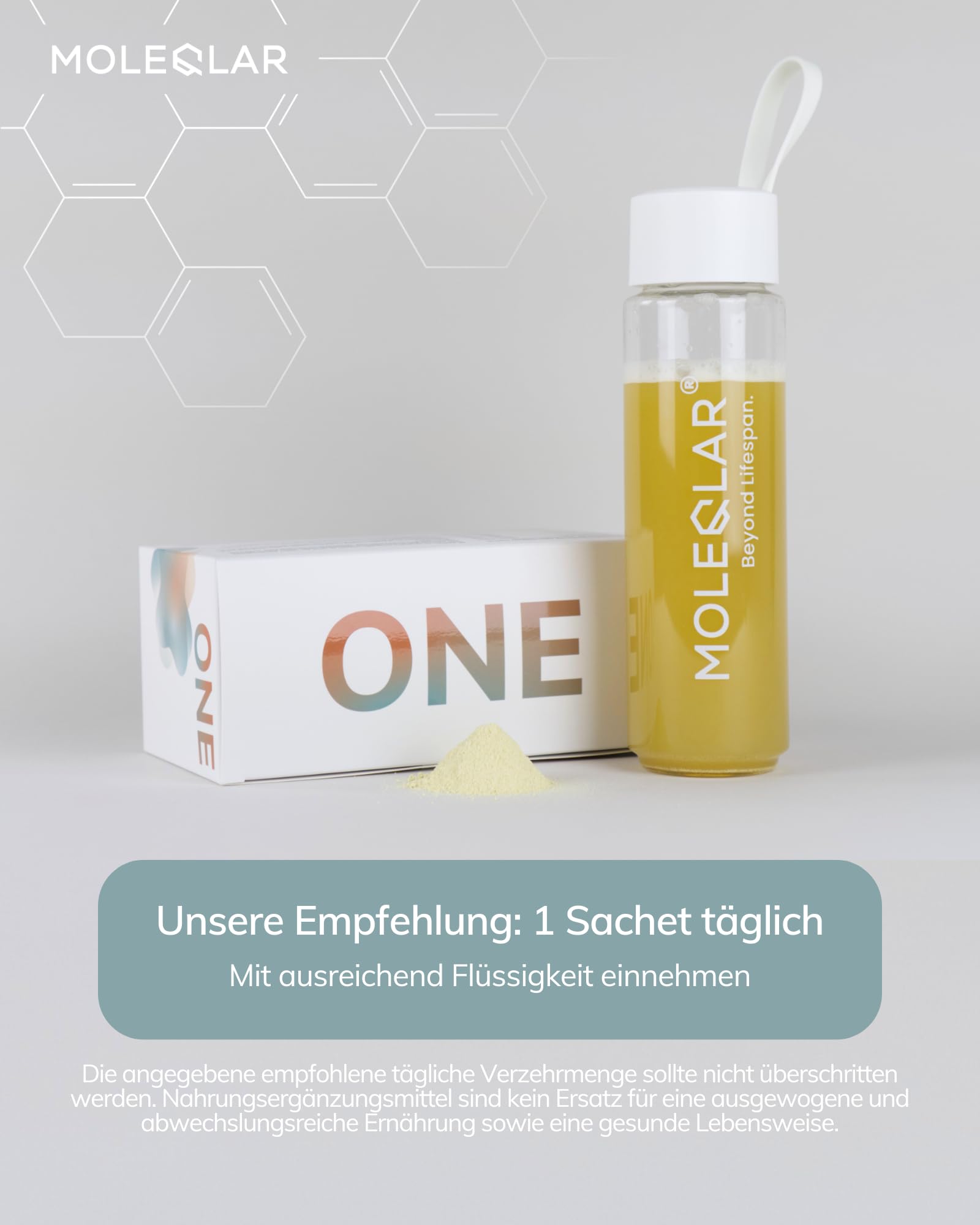 MoleQlar ONE Komplex 30 Sachets - All in ONE Foundational Formula - Supplement mit Longevity Molekülen, Vitaminen und Mineralstoffen - Zitrone, Natural, Matcha-Kokos (30 Sachets, Geschmacksneutral)