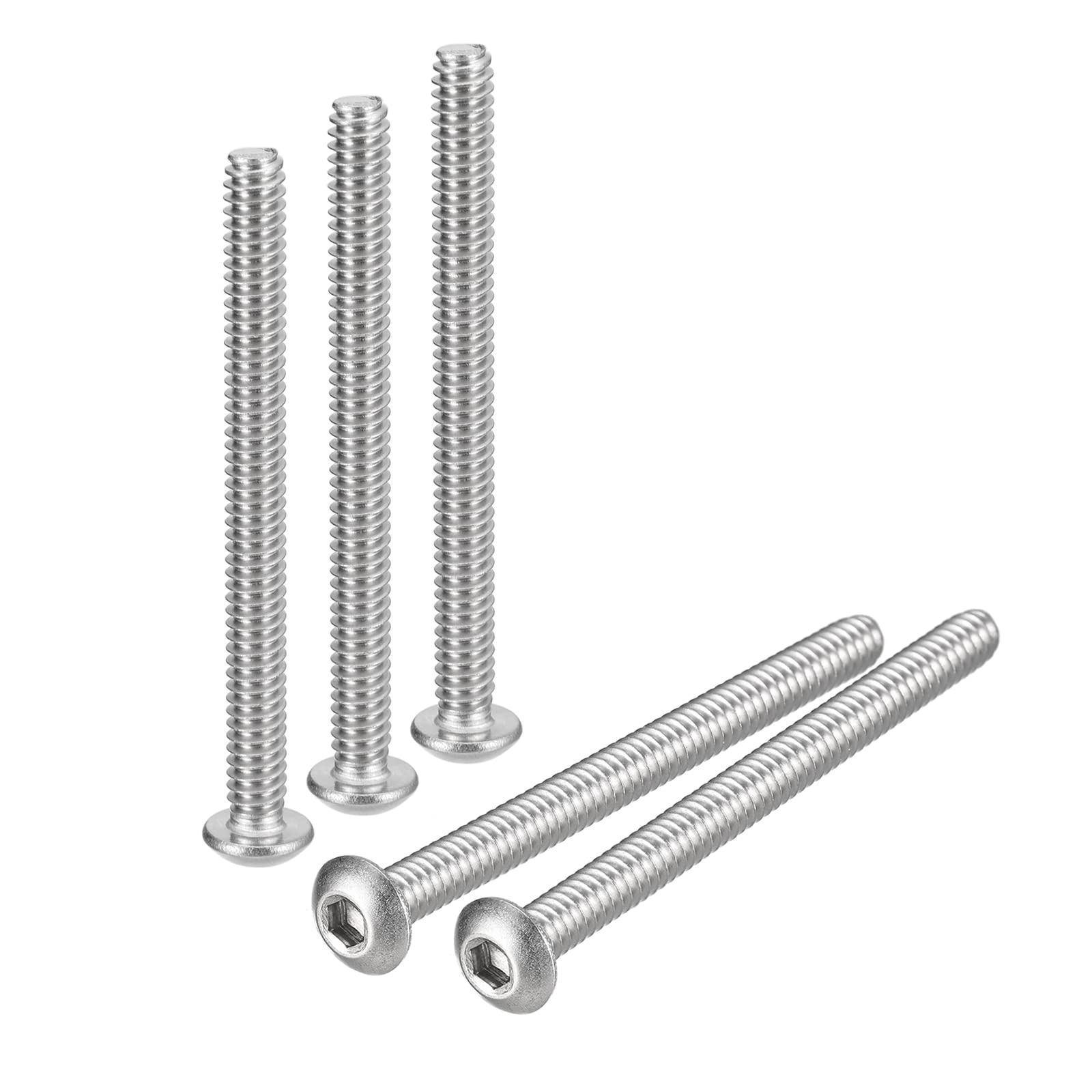 uxcell #10-24x2 Button Head Socket Cap Screws, 20pcs 304 Stainless Steel Fasteners Hex Bolts Screws, Full Thread Hex Drive Screws