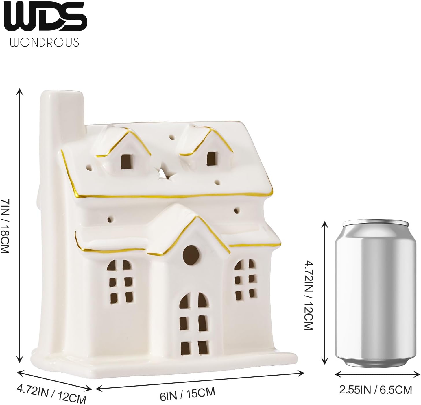 WDS WONDROUS Ceramic Christmas Village House Decor White, Tabletop Decor