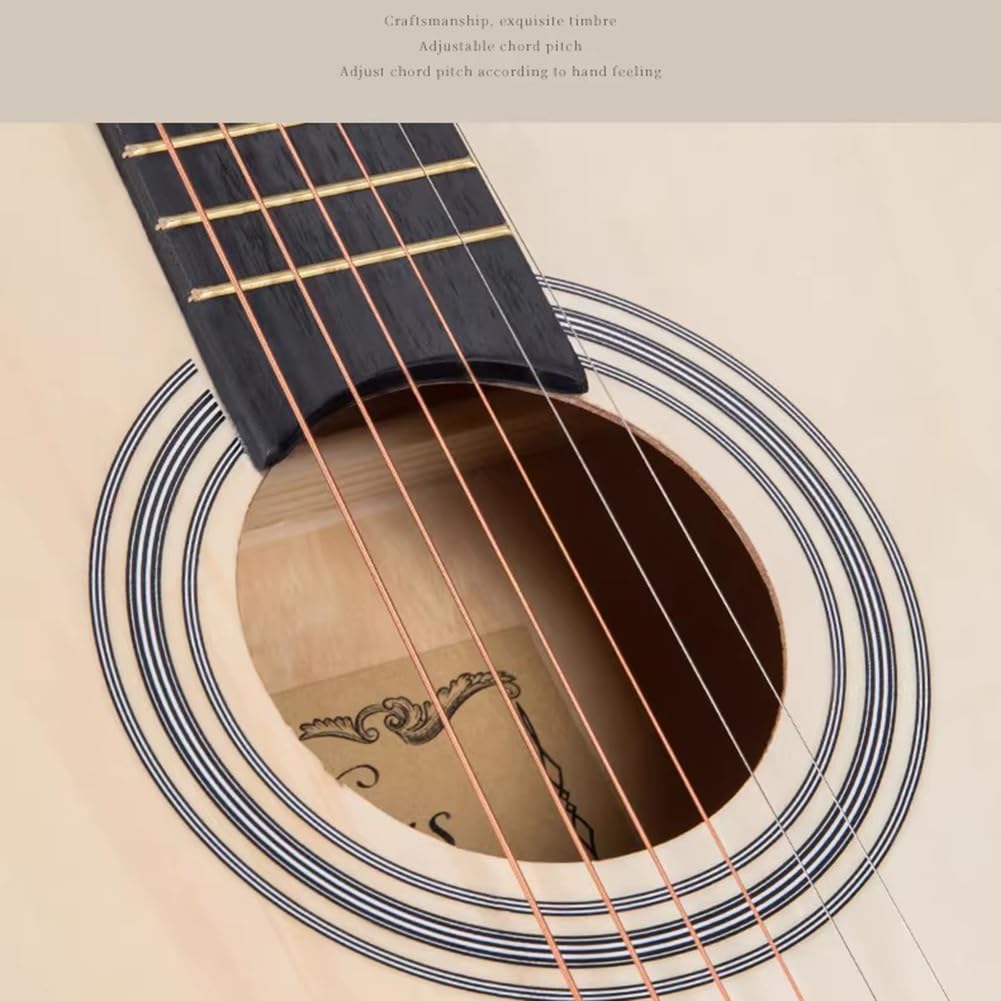 Chitarra acustica per principianti, set con custodia, tracolla, corde, plettri, capotasto, top in legno di tiglio