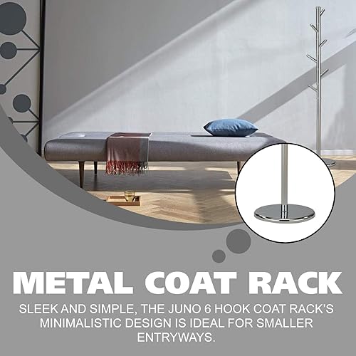 Miniatura 4 de Kings Brand Furniture - Perchero de metal con 6 ganchos color cromado