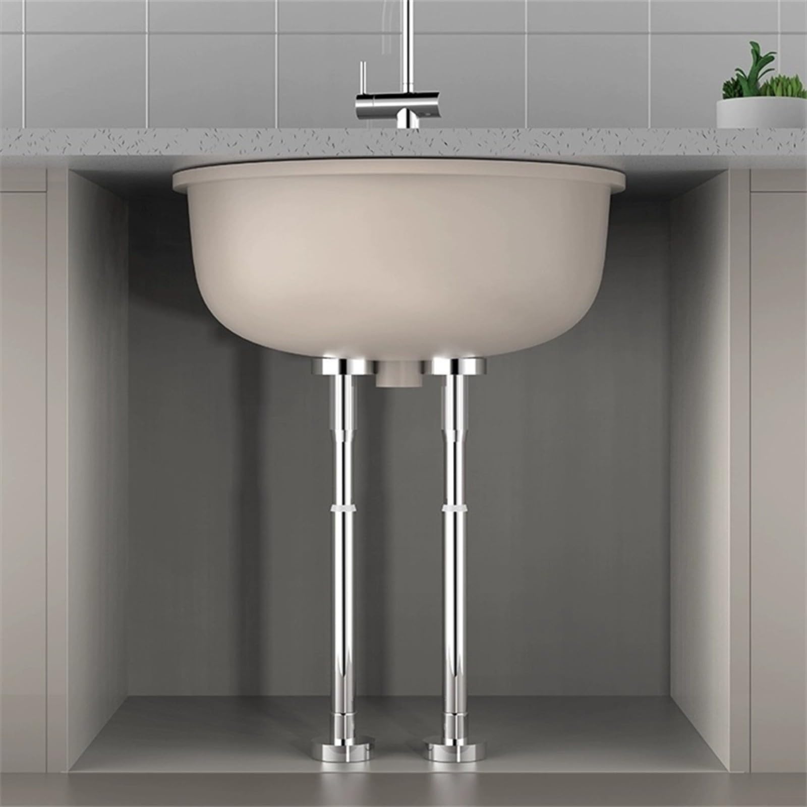 Lot de 2 supports d'évier réglables en acier inoxydable 30-50 cm/50-80 cm, montage encastré pour évier simple ou double, cuisine et salle de bain, 2 pièces (50-80 cm blanc)