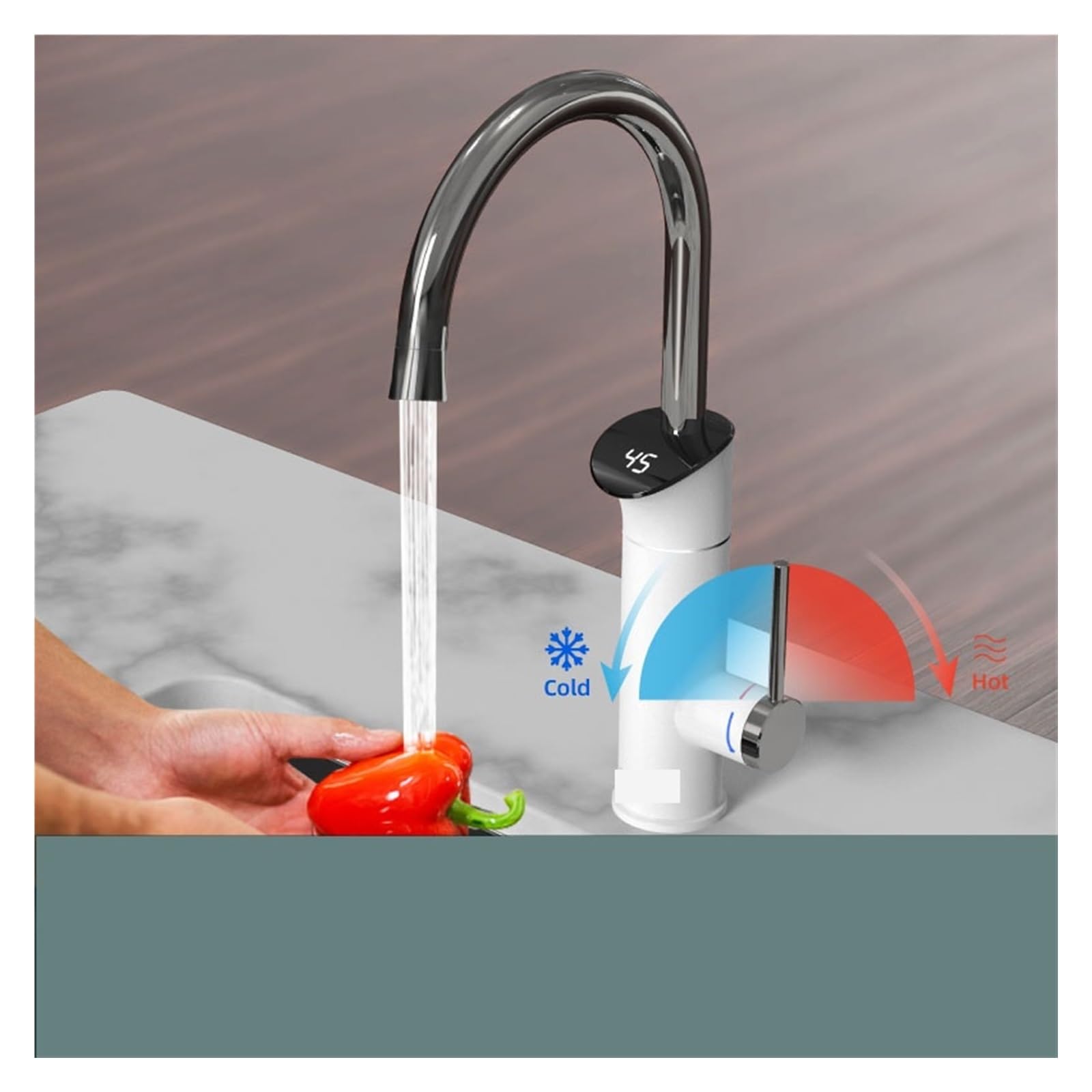 Scaldabagno elettrico Rubinetto da cucina for acqua calda istantanea 2 in 1 Scaldabagno senza serbatoio Rubinetto for riscaldamento rubinetto elettrico(Szary)
