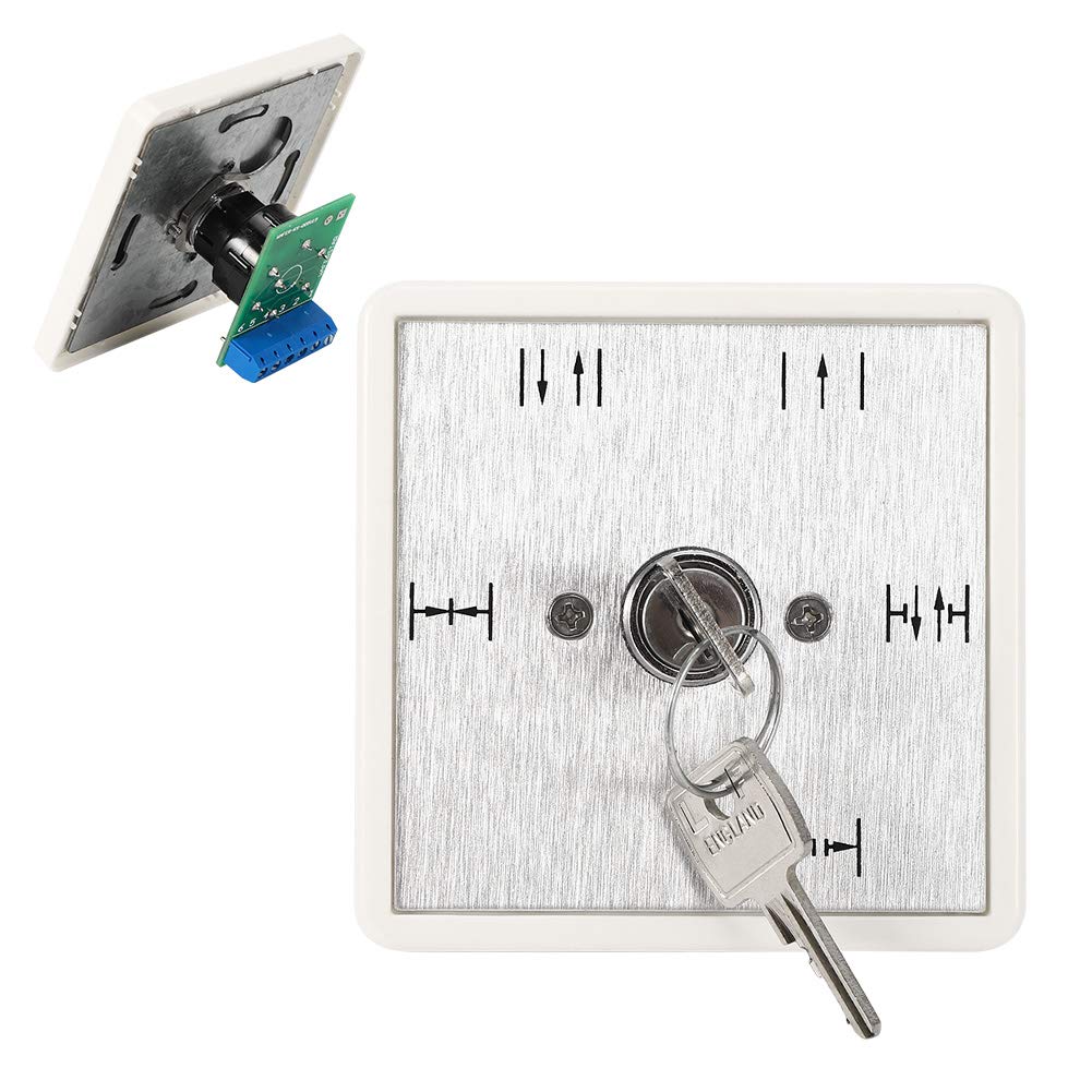 Dioche Sonew Interruptor de Bloqueo de Llave de Metal, Interruptor de Llave de 5 Posiciones, Interruptor de Control de Llave para Operación Automática de Puerta Corrediza
