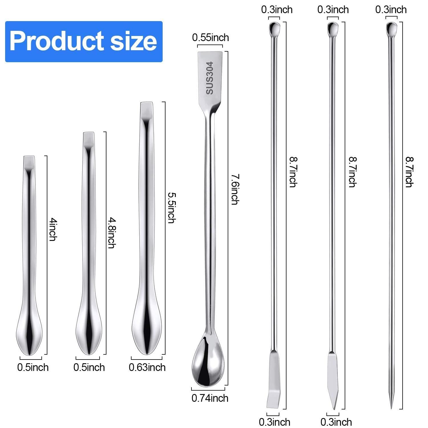 Set de 22 Espátulas de Laboratorio y Microcucharas de Acero Inoxidable, Espátulas para Mezclar Polvos y Cápsulas de Gel