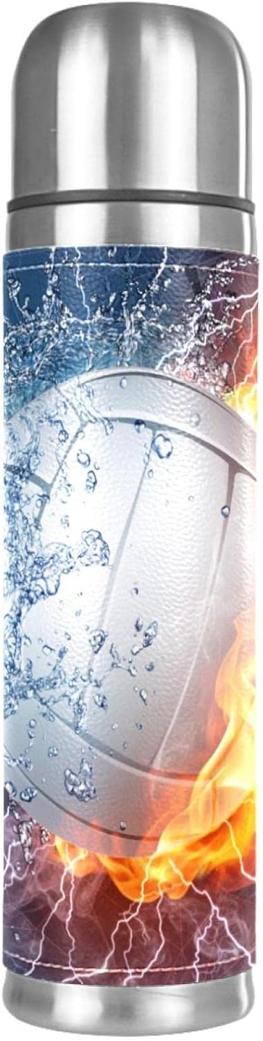 Botella de agua aislada,termo para bebidas calientes,voleibol de fuego y agua,Termo de café Botella de agua de acero inoxidable