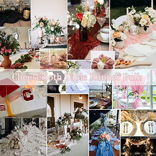 Avitorry 6Pcs Baby Blue Cheesecloth Table Runner 10Ft Gauze Cheese Cloth Table Runner 120 Inches Long Cheesecloth Table Runner Bulk For Wedding Bridal Baby Shower Boy Birthday Party Table Decorations #TOP5