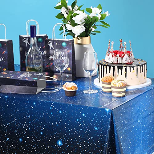 Space Tablecloth Starry Night Tablecloth Decorations Plastic Galaxy Table Cover Space Stars Theme Party Supplies For Birthday Home Decorations, 54 X 108 Inch (8 Pieces) #TOP4
