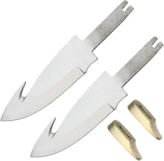 (Set of 2) CUSTOM BLANK Guthook Knife Making Hunter Blade w/Brass Guard Bolster BLSM02 - Whole Earth Supply