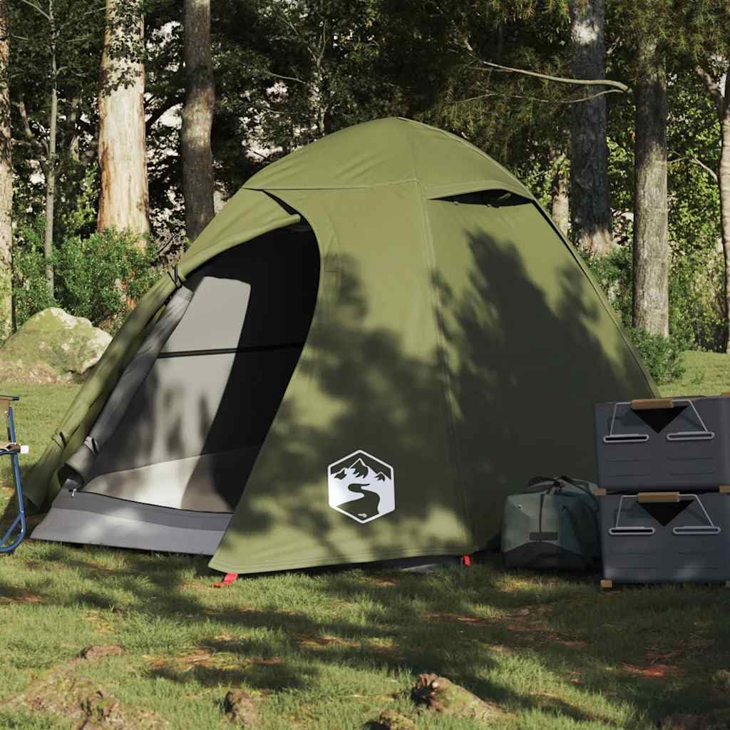 Kuppel Campingzelt für Personen orange wasserdicht, leichtes Polyester mit PU-Beschichtung, E Anschluss, abnehmbares Überzelt, Tragetasche, für Trekking Camping Wandern Outdoor