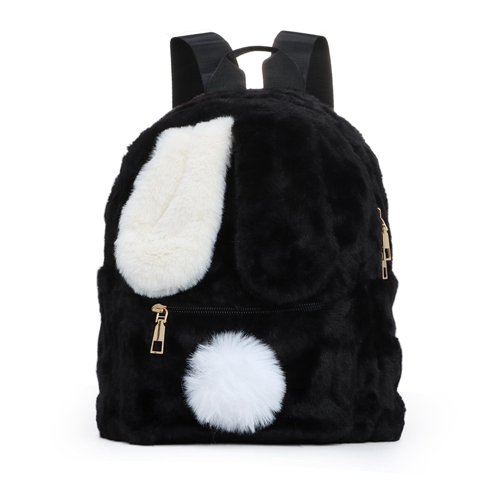Women Cute Fluffy Plush Backpack Girls Kawaii Rabbit Ear Daypack for Daily Use Shopping Travel