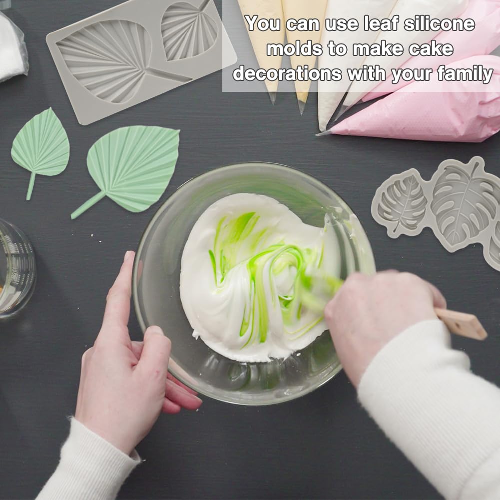 Stampo In Silicone Per Foglie E Felci – 2 Pezzi 3D, Forma Di Foglia D'Acero E Mini Foglie, Per Torte, Cupcake, Pasta Di Gomma, Cioccolato, Sapone, Resina, In Silicone Alimentare LFGB