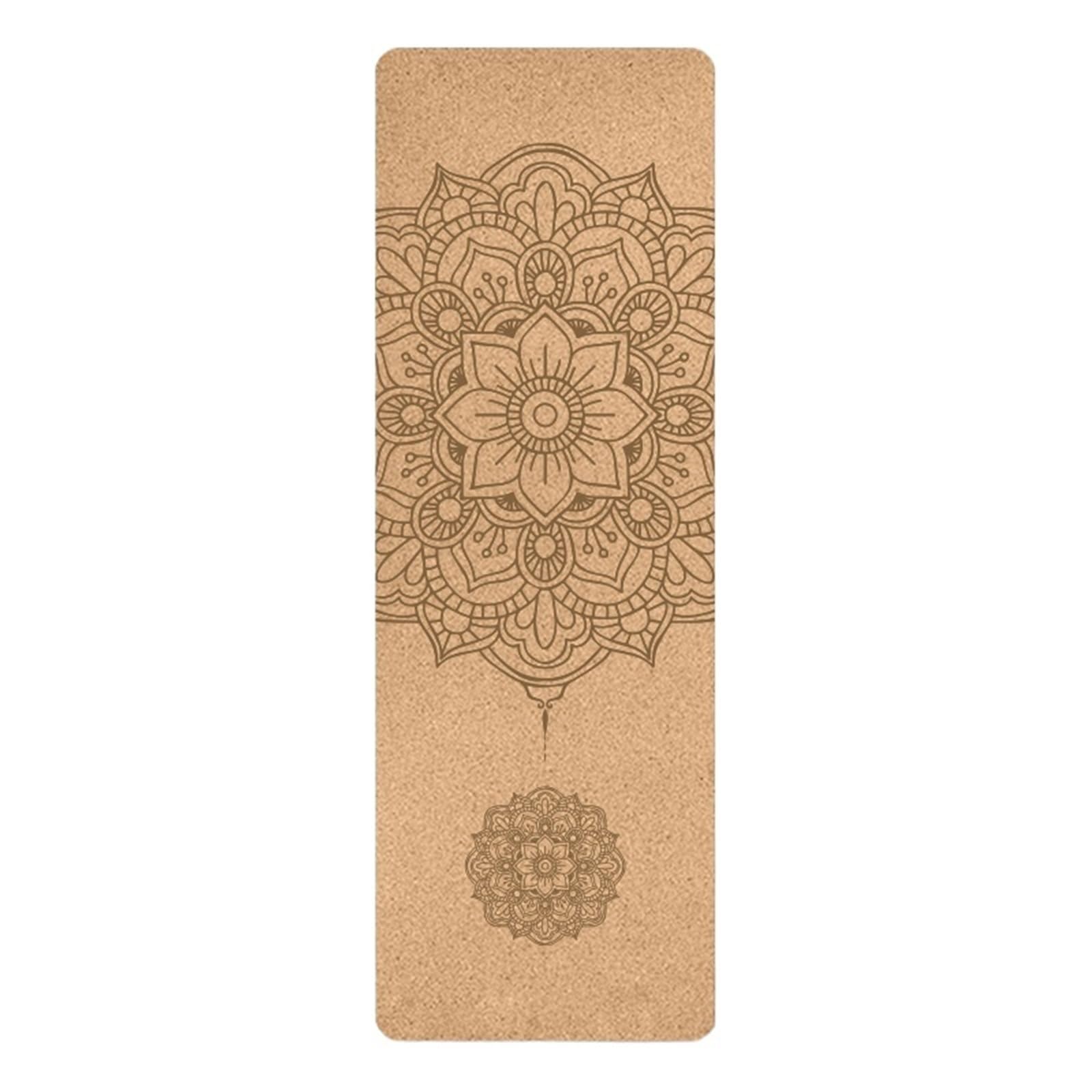 Tappetino da yoga stampato in sughero naturale da 4 mm, antiscivolo, assorbe il sudore, tappetino per fitness a casa, ginnastica, pilates, borsa