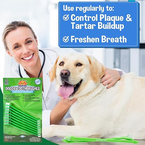 Miniatura 4 de Bodhi Dog Cepillo de dientes de doble cabeza para perros y gatos, cerdas suaves para un cuidado dental suave de mascotas, limpieza de dientes de