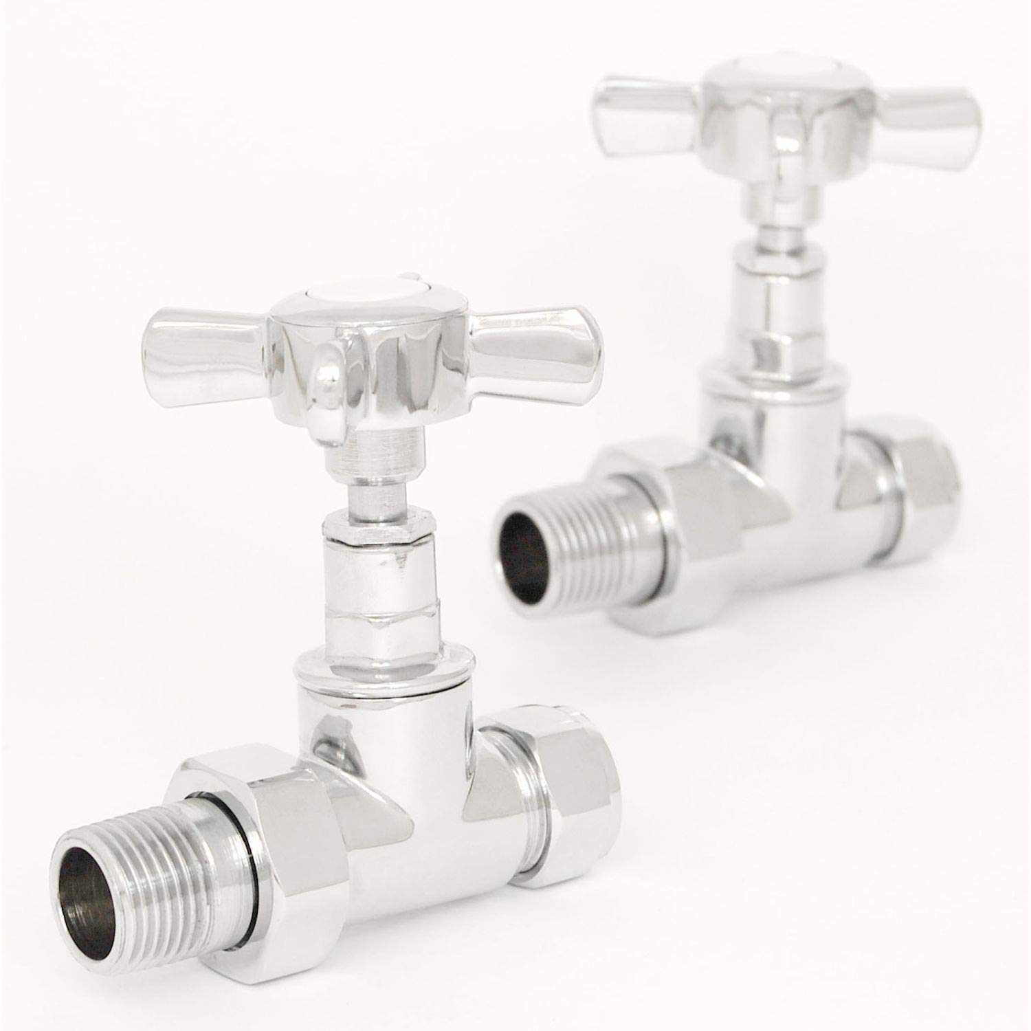 West Radiators Chrome Straight Westminster Traditional Manual Cross-Head Radiator And Towel Rail Valves (Chrome Straight)