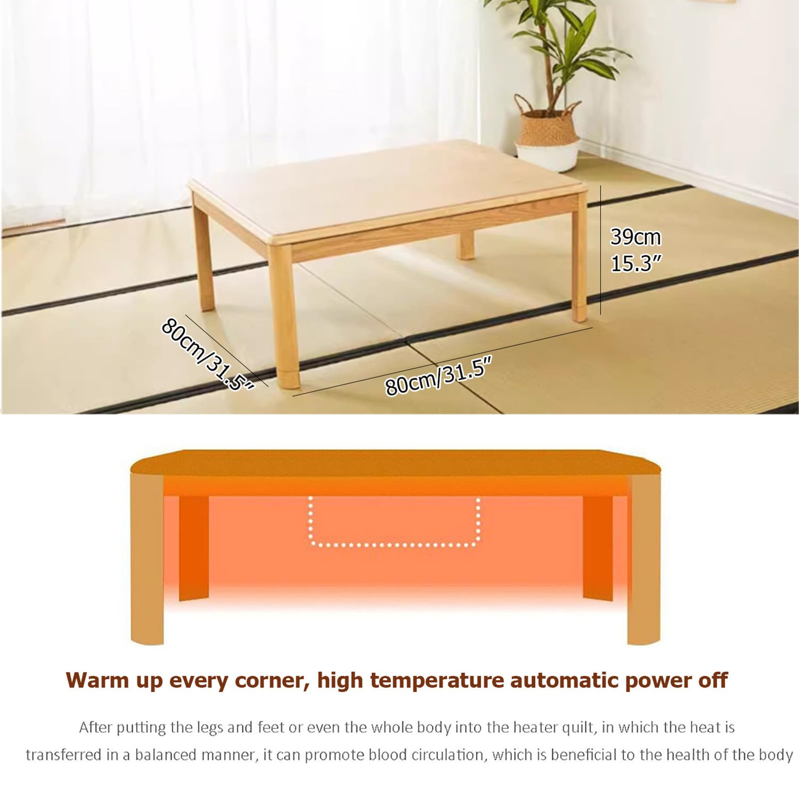 Amazon.com: SUZEPER Japanese Kotatsu Table with Heater and Blanket