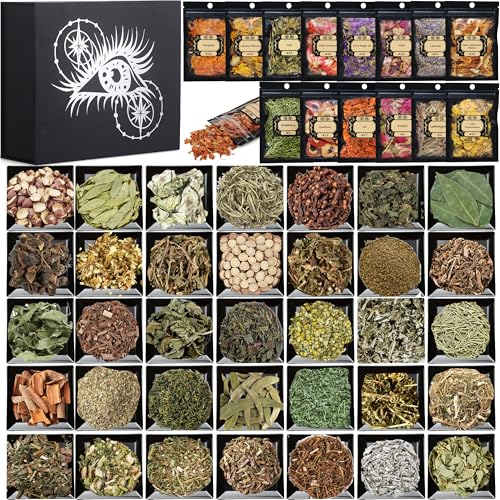 HNSHAG Herbs for Witchcraft for Spells Jars Mixed Dried Flowers Kit 50 Pack