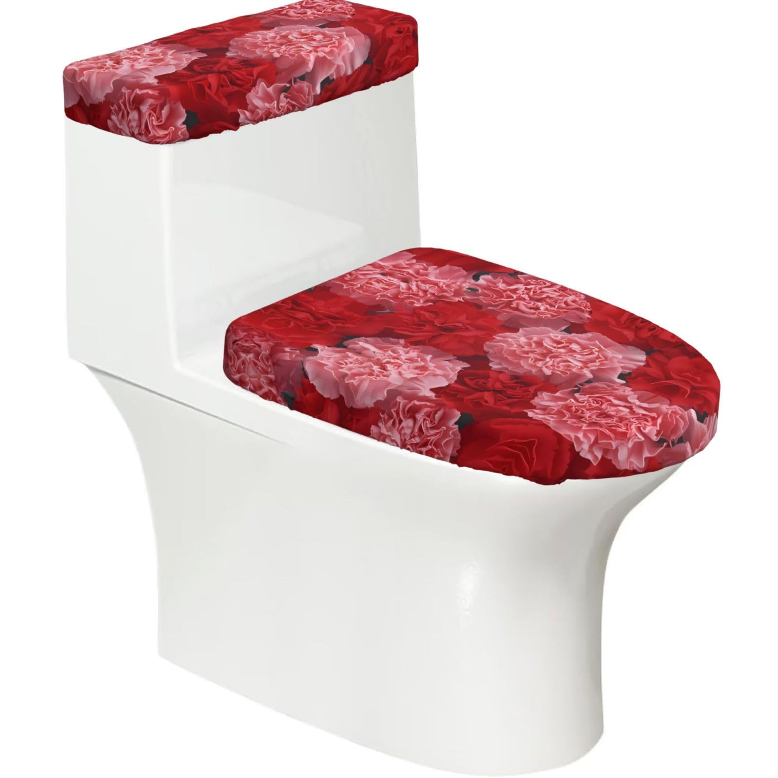 Mrowyc Black Pink Peony Printed Toilet Seat Set - Set Of 2 - Universal Toilet Seat Cover - Housewarming Birthday Christmas Gift