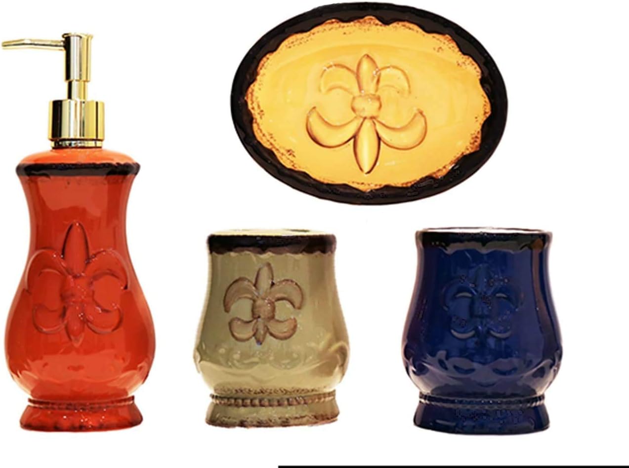 Tuscany Fleur De Lis 4 Piece Bathroom Accessories Set