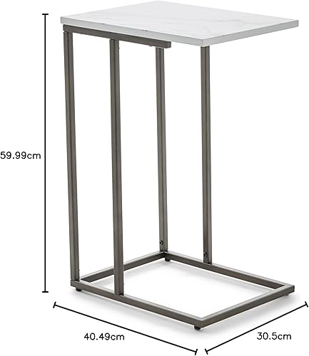 Miniatura 34 de Serta Harton - Mesa C plegable, bandeja expandible para TV, soporte para laptop, moderna de mediados de siglo, mesa auxiliar lateral para sala de