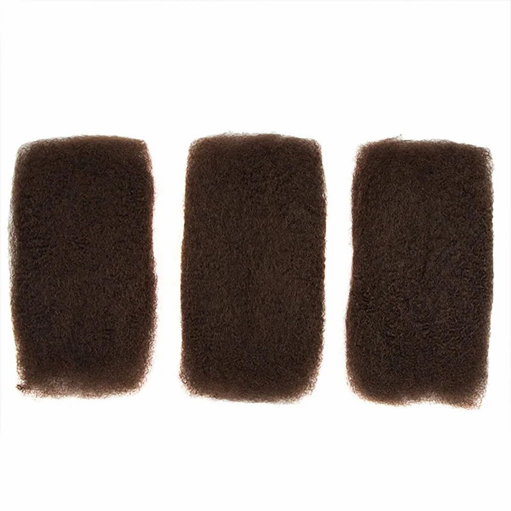 QVR Afro Kinkys Bulk Human Hair for Dreadlock Extensions Repair Locs 30 cm Dark Brown Color, Twist Braiding Afro Kinky Human Hair for Locs 1 Pack 50 Gram