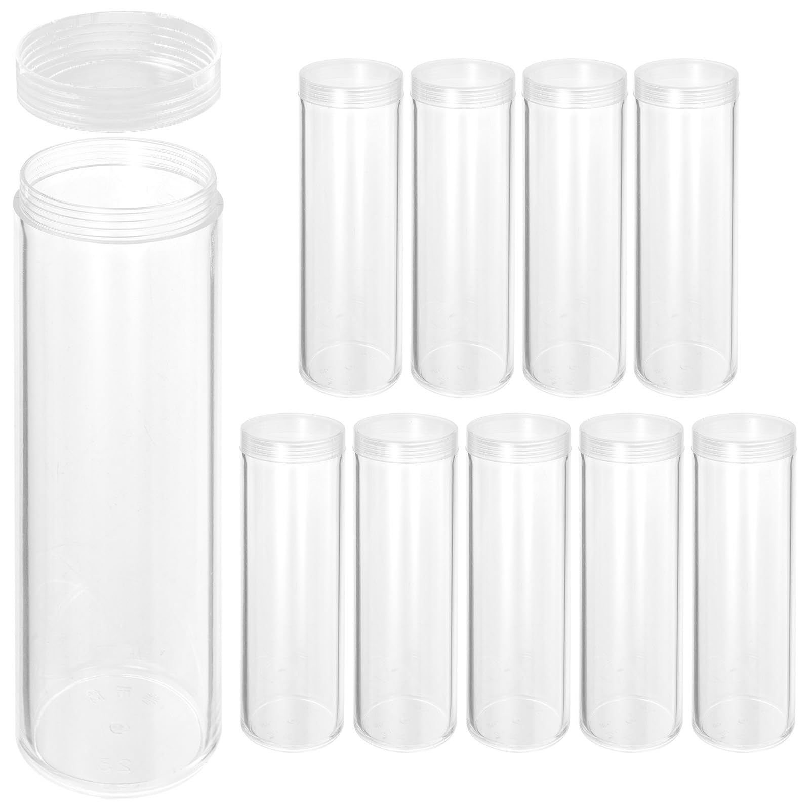 Tubos para monedas transparentes de 25 mm con plástico rígido antirrayaduras 8