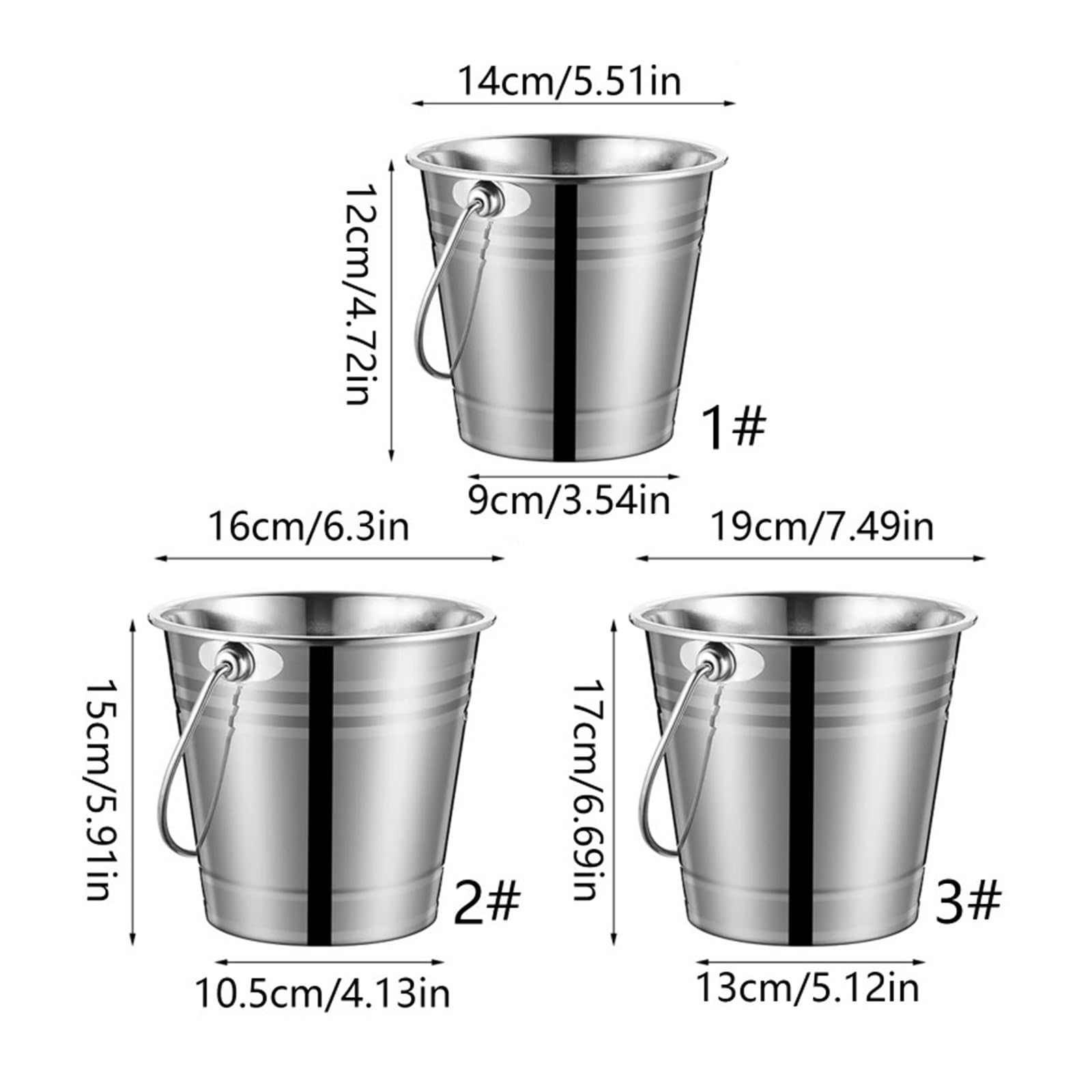 Cubo de Hielo de Acero Inoxidable, Enfriador de Hielo portátil con asa cómoda para Bar, Cumpleaños, Fiestas(1L)