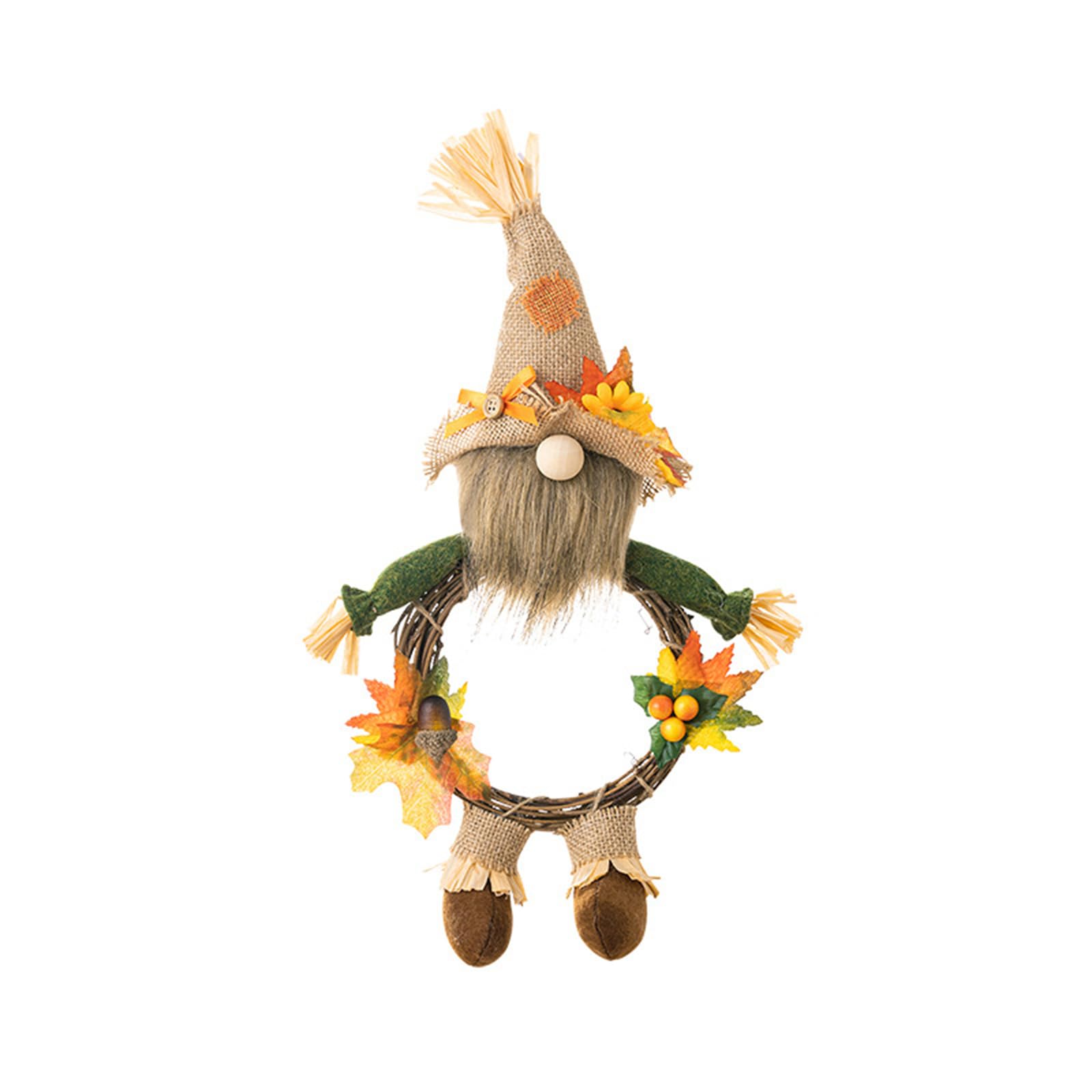 Kalttoy Thanksgiving Straw Hat Wreath Festival Party Background Decoration Supplies for Window Wall Door New Year Decoration Harvest Festival Ornament