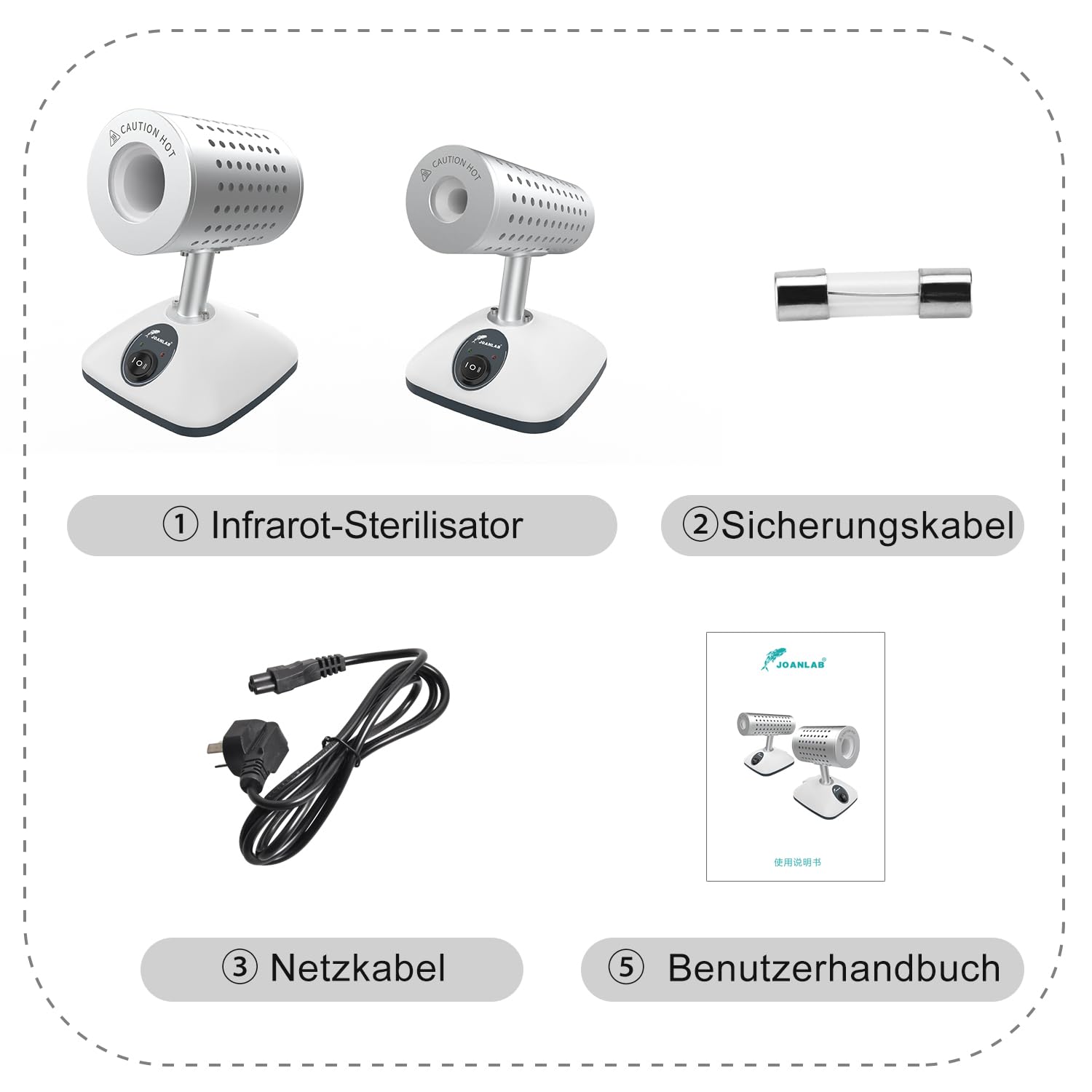 JOANLAB Infrarot-Sterilisator - Duale Temperatur 825°C, Labor-Sterilisator für Impfösen, Skalpell, Nadeln, Ersatz für Spiritusbrenner(DS-900S)