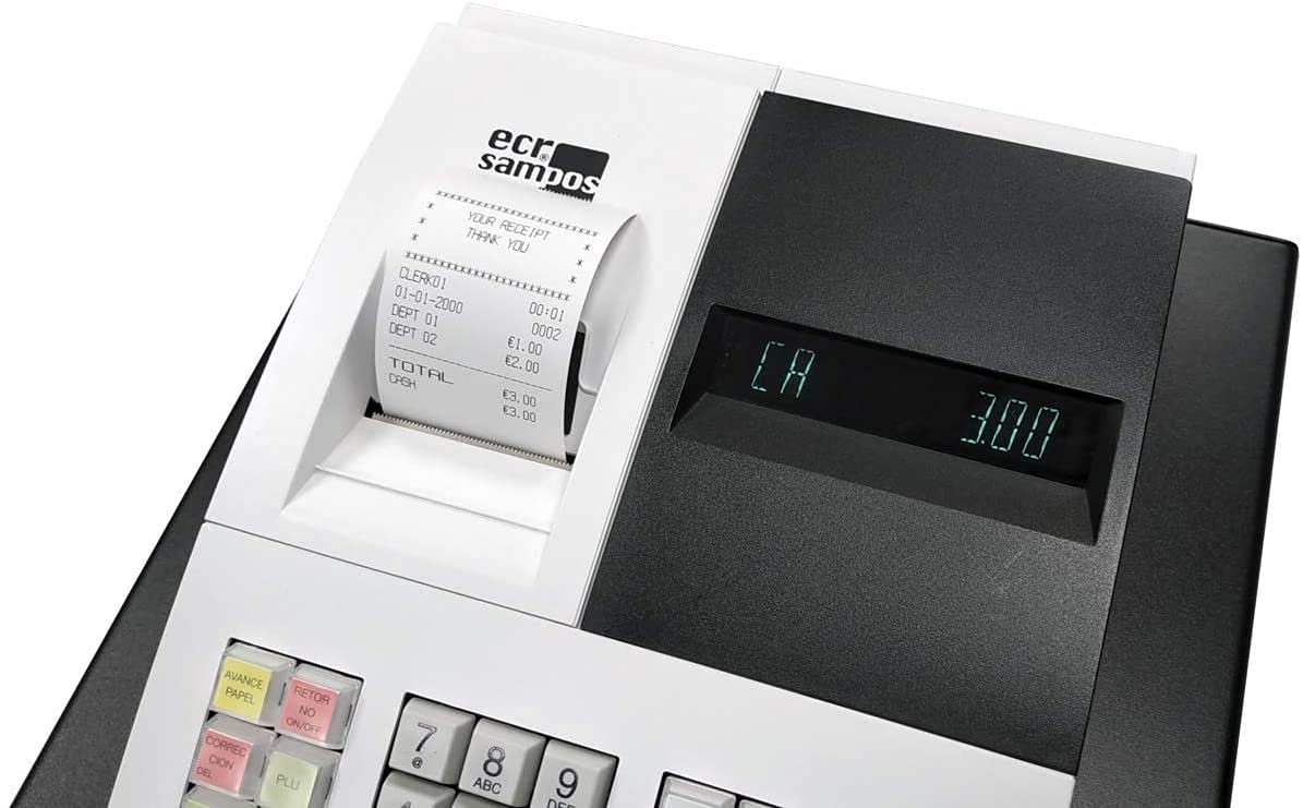 CAJA REGISTRADORA ECR SAMPOS ER-057S, Blanca, Cajón Pequeño (No válida para VERIFACTU o TICKETBAI)