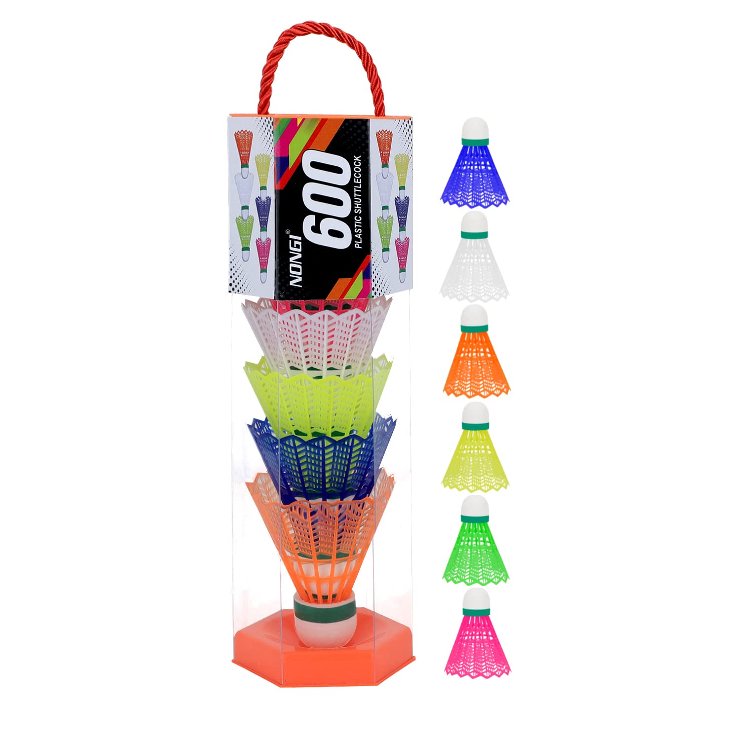 600 Plastic Badminton Shuttlecocks for Indoor Outdoor Badminton Sports - Color Multicolor - Speed Medium - Pack of 6 Shuttle-image-26