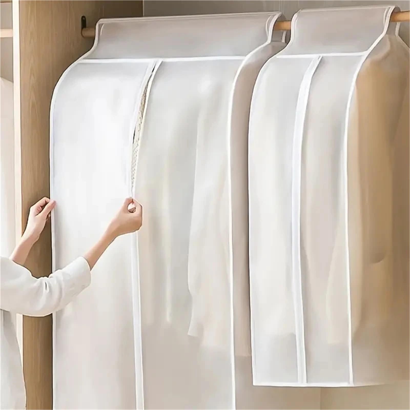 Funda para perchero Funda protectora for ropa, totalmente cerrada, transparente, for armario, for el hogar, for colgar(60X30X90CM,5PCS)