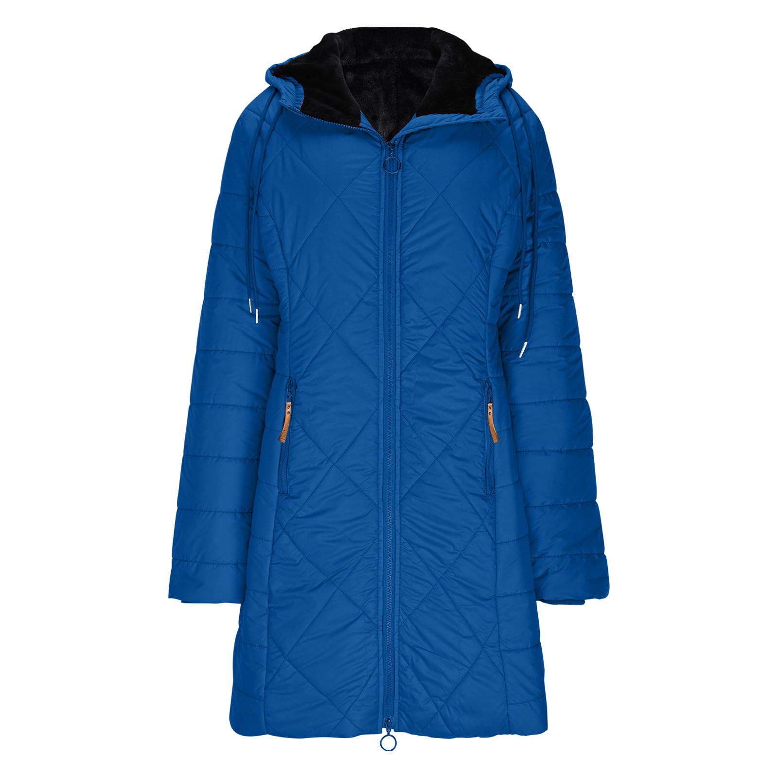Abrigos de invierno para mujer, chaqueta acolchada cálida con forro polar para mujer, abrigo grueso y mullido, chaqueta resistente al viento, chaqueta térmica larga con bolsillos