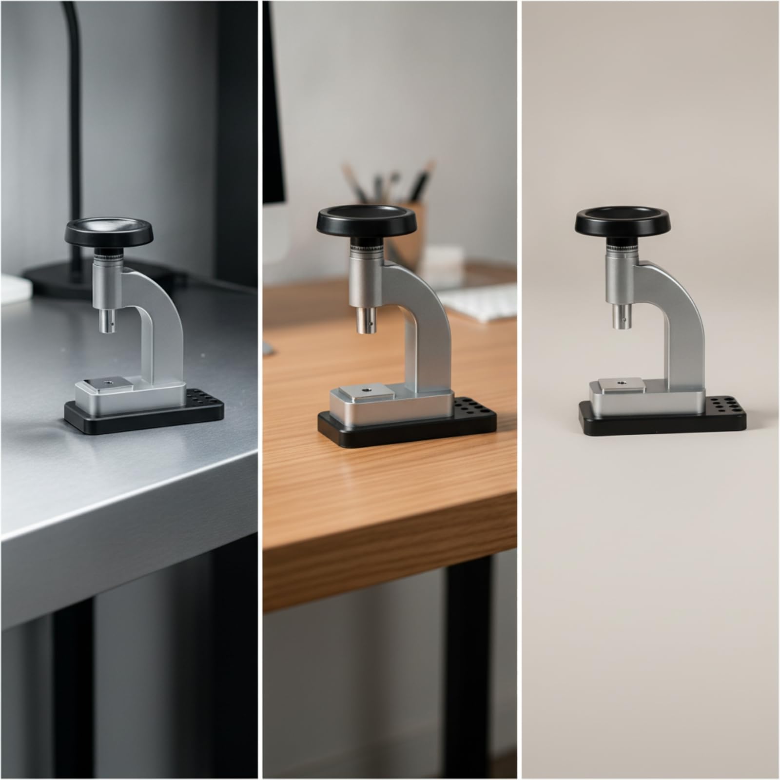 Pressa Riparazione Orologi Pressa Cassa Pressa Vetro Attrezzo Orologiaio Strumento Metallico con Base Stabile E Teste Intercambiabili Adatta per Banco Lavoro Casa Laboratorio, Verde
