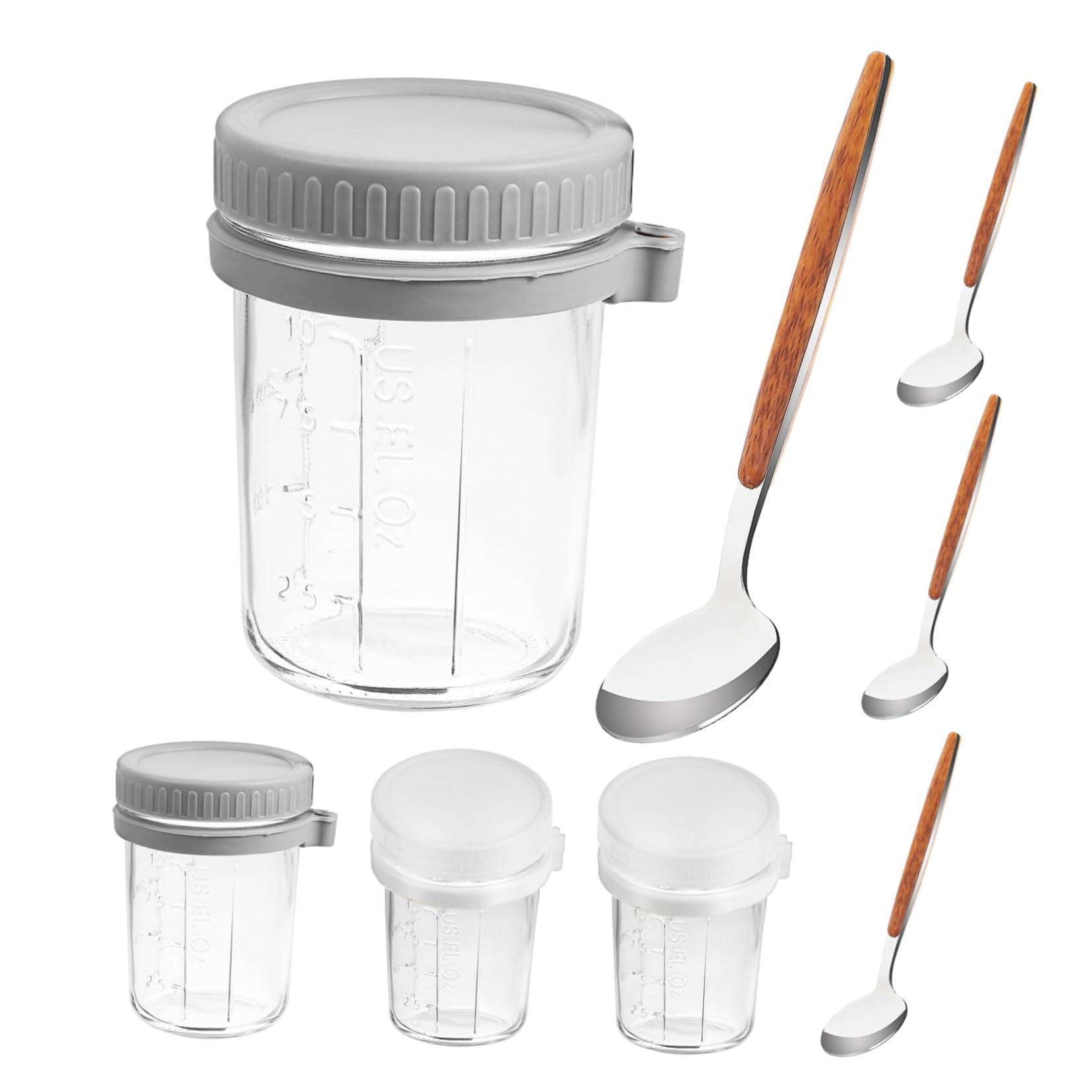 Toyvian 4pièces Pot à Yaourt Réutilisable pour Céréales avec Couvercle Bocal Verre pour Flocons Avoine Bol Déjeuner avec Couvercle Hermétique