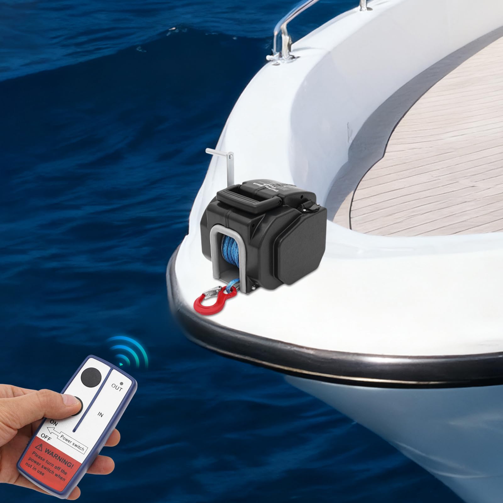 Verricello elettrico da 12 V, 2900 kg, con telecomando a cavo, forte motore magnetico permanente, verricello per barca, rimorchio, fuoristrada, verricello elettrico 12 V, ingranaggio 465:1